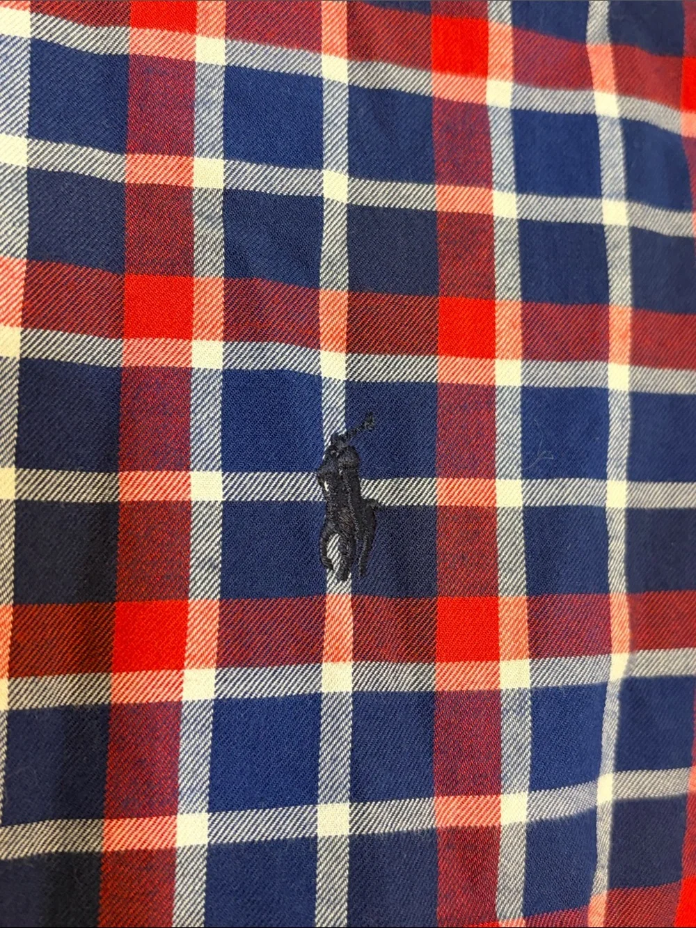Ralph Lauren Size Large (14-16) Red, White & Blue Plaid Button-Down Shirt